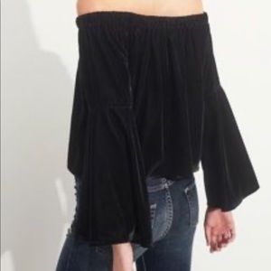 NWT Hollister off shoulder Bell sleeve top black